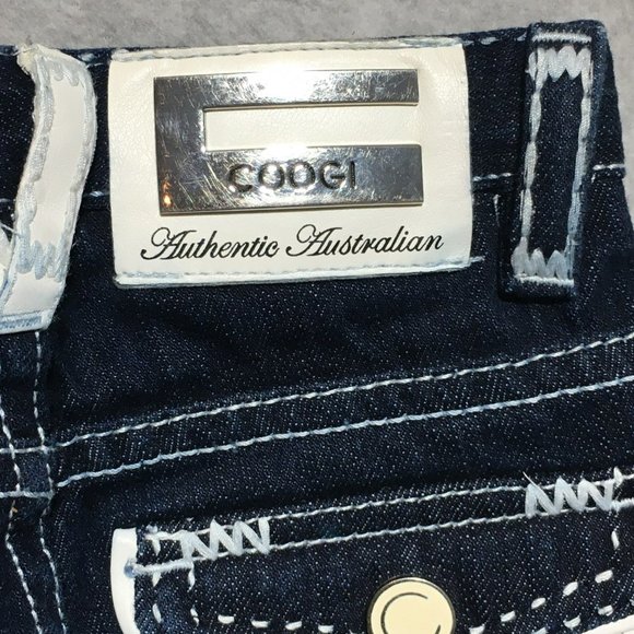 COOGI Limited Edition White Leather Trim Dark Rinse Indigo Denim Jeans Boys 18m - Picture 7 of 16